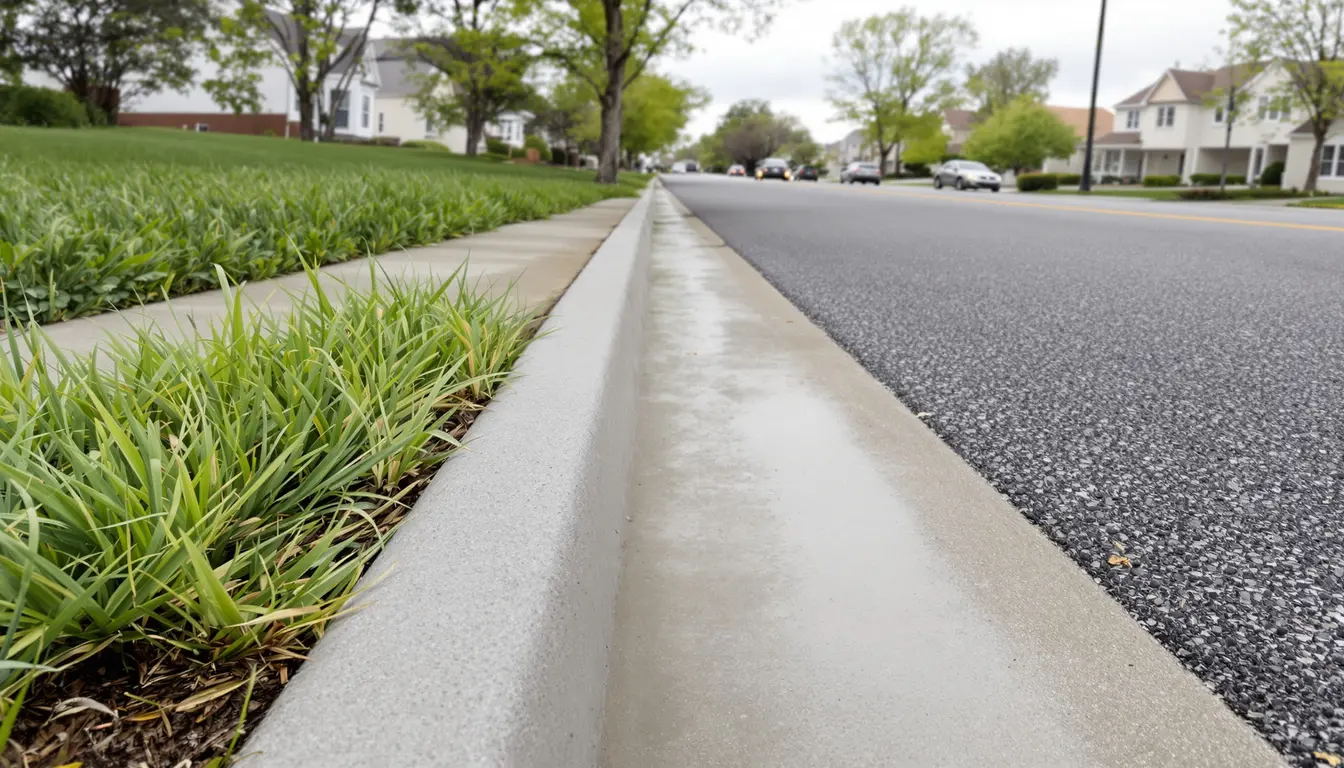 Concrete curb and gutter installation at commercial site in Kansas City